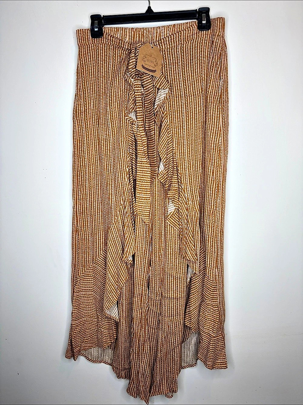 KORI Wide Leg Abstract Pants in Brown & White NWT L